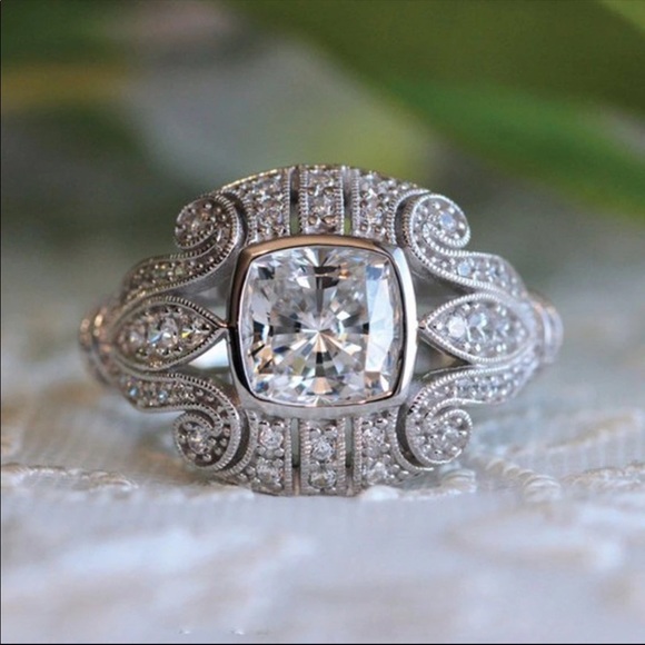 925 Silver Art Deco Statement Ring - Picture 1 of 7